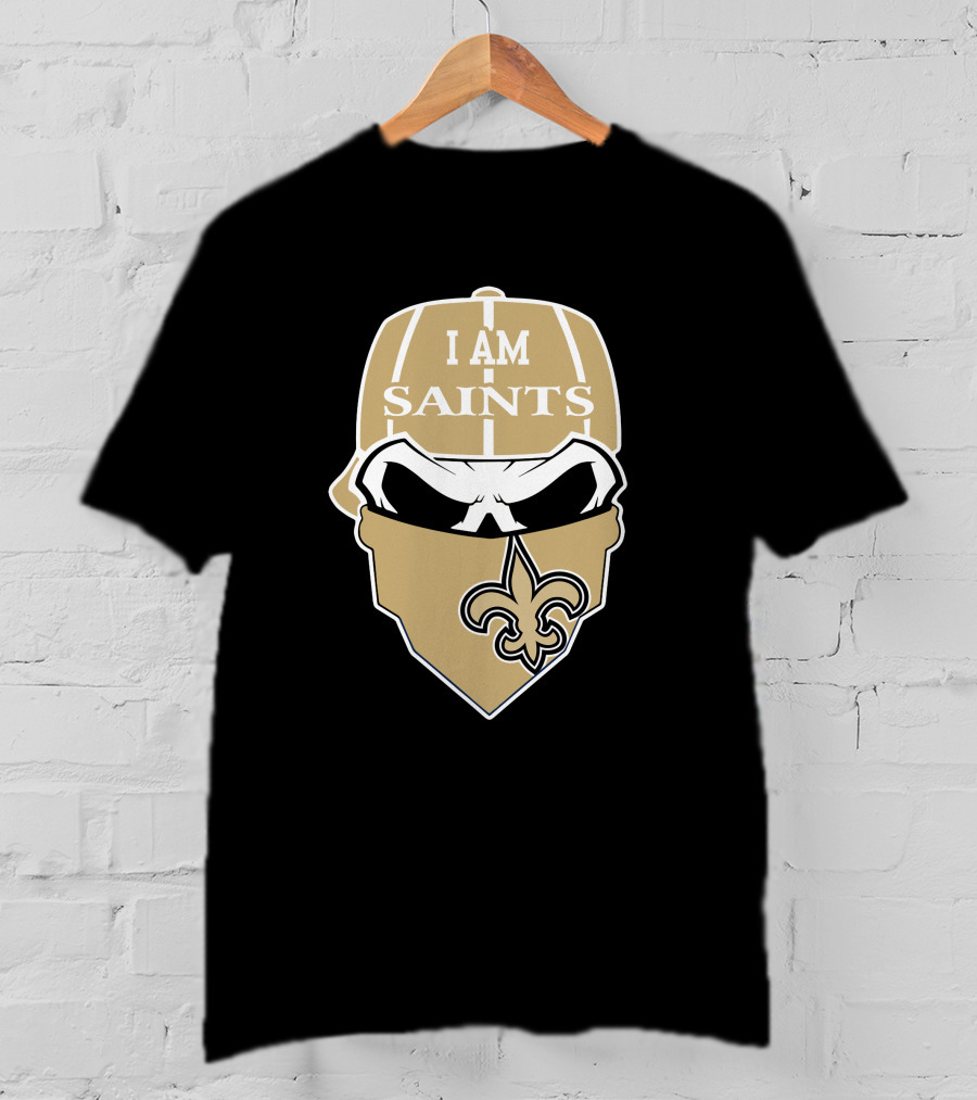 I Am New Orleans Saints Skull Fleur-De-Lis T-Shirt