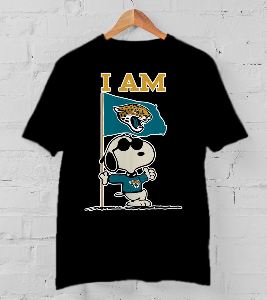 I Am Jacksonville Jaguars Snoopy Flag T-Shirt
