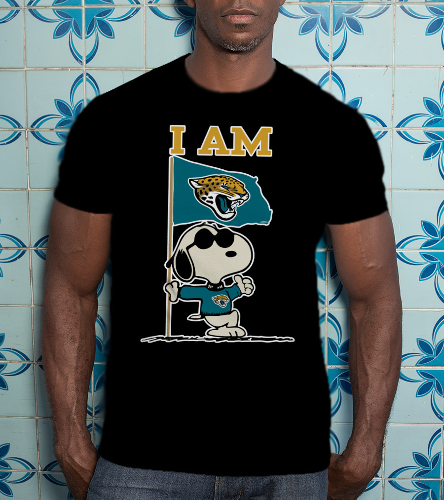 I Am Jacksonville Jaguars Snoopy Flag T-Shirt