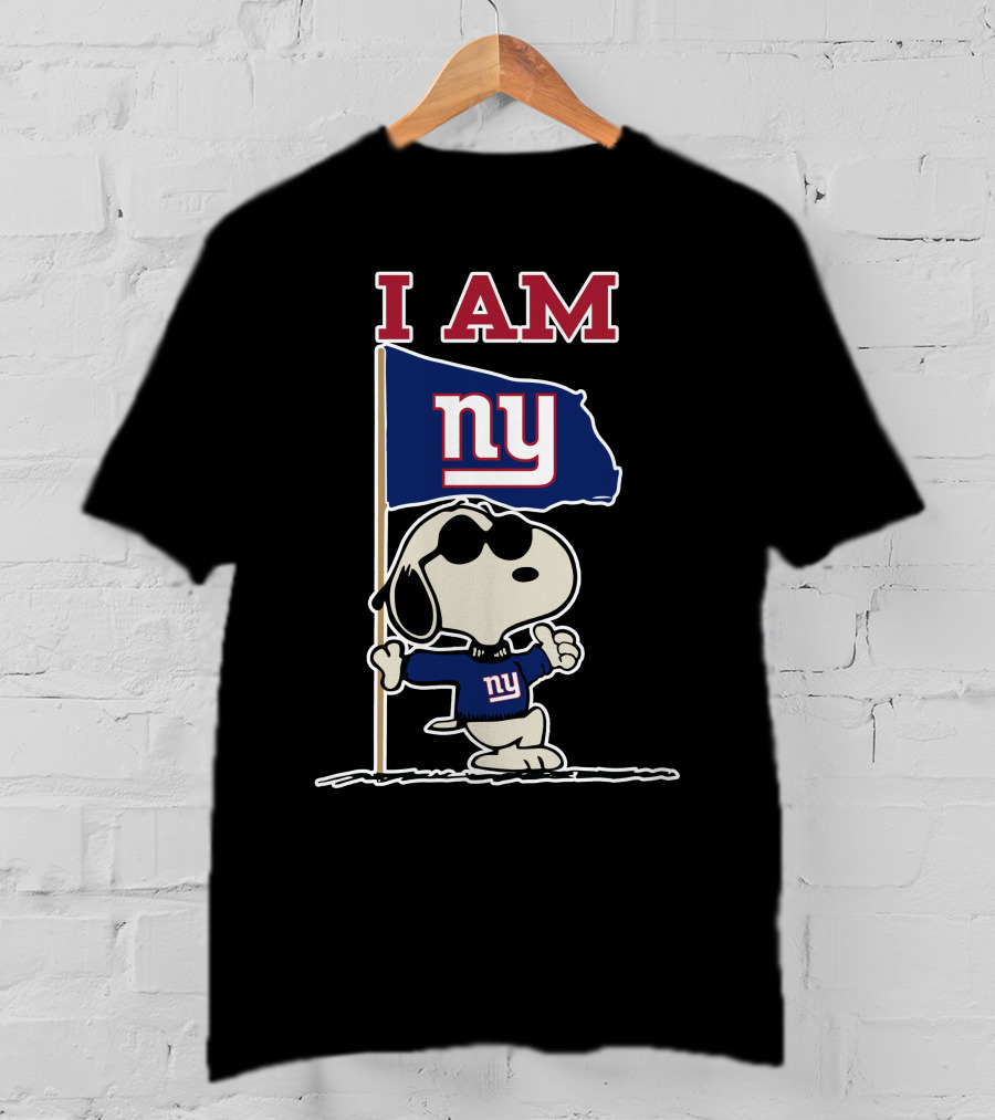 I Am New York Giants Snoopy Flag T-Shirt