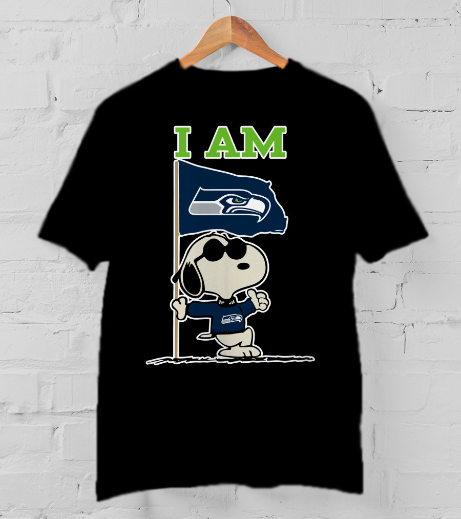 I Am Seattle Seahawks Snoopy Flag T-Shirt