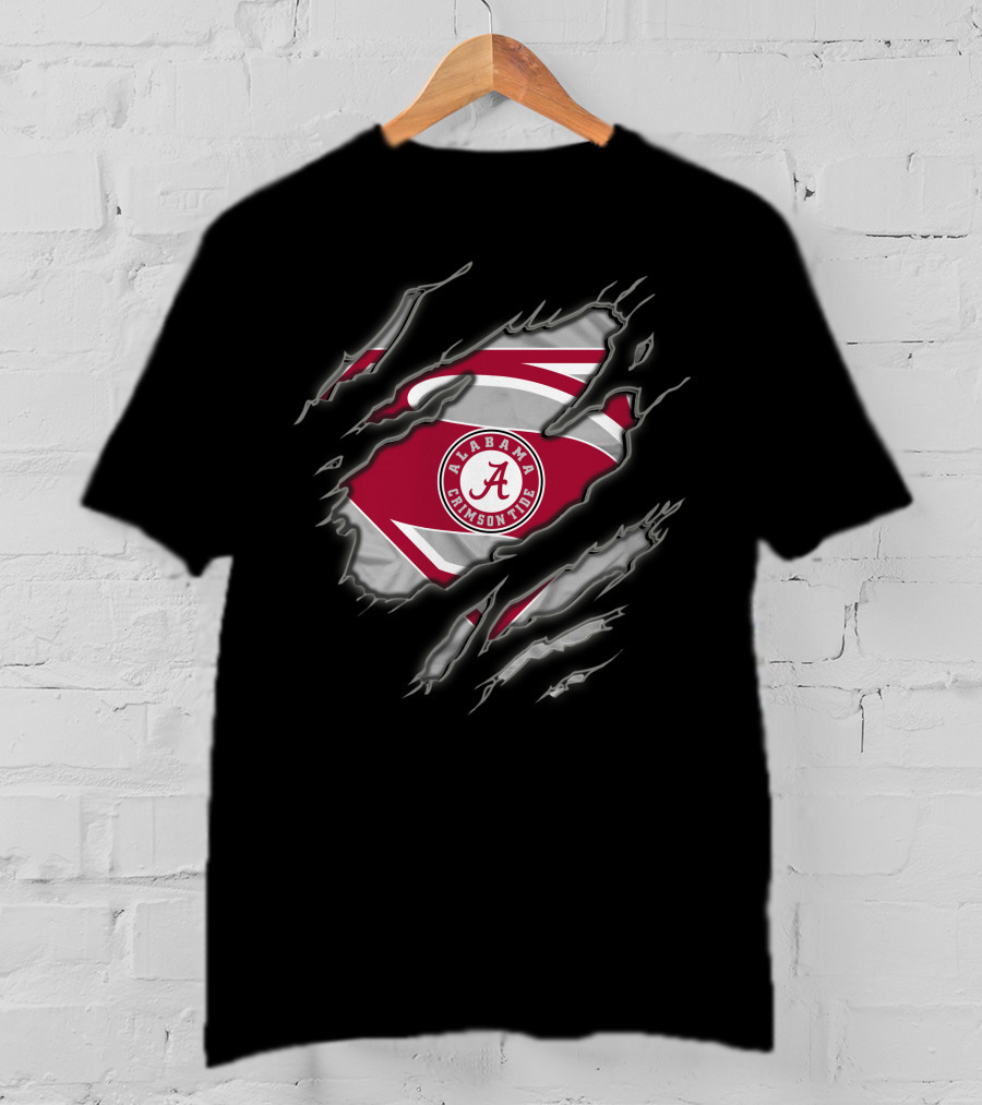 Alabama Crimson Tide Superman Logo Emblem With A Symbol And Red T-Shirt
