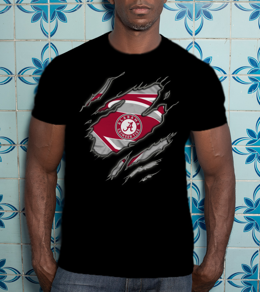 Alabama Crimson Tide Superman Logo Emblem With A Symbol And Red T-Shirt