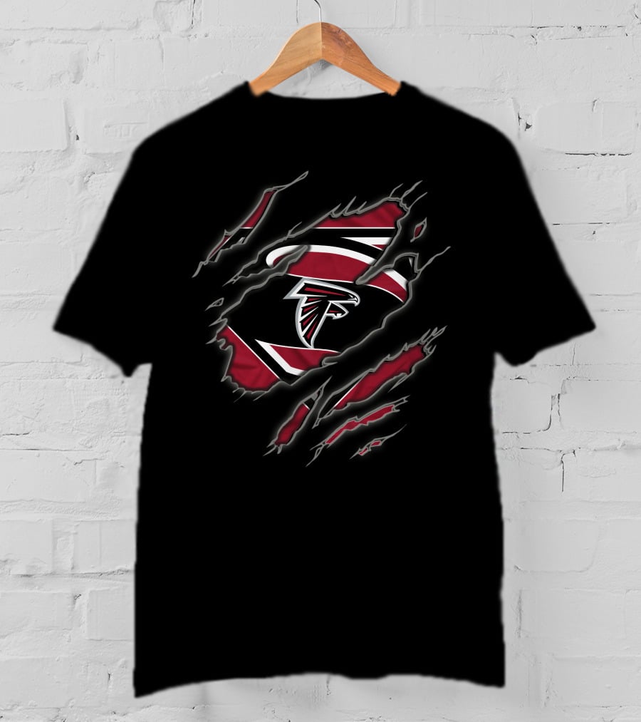 Atlanta Falcons Ripped Logo Superman Style T-Shirt