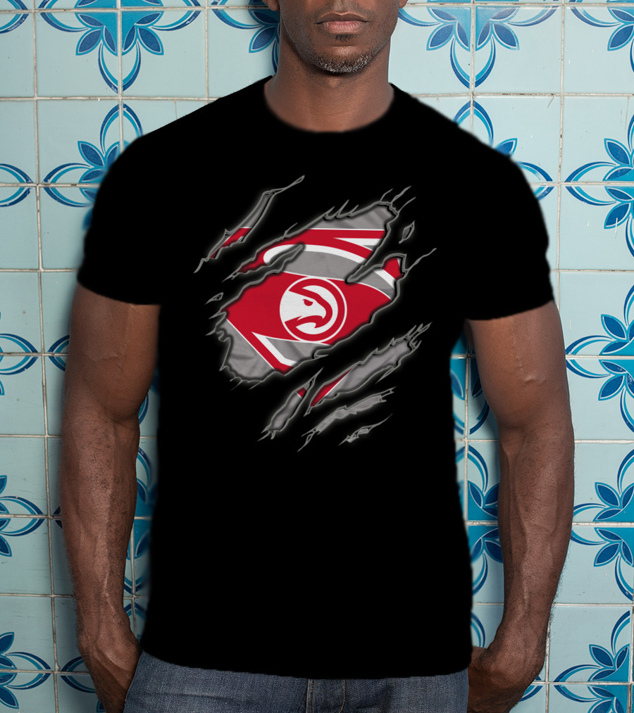 Atlanta Hawks Superman Logo Ripped Reveal T-Shirt