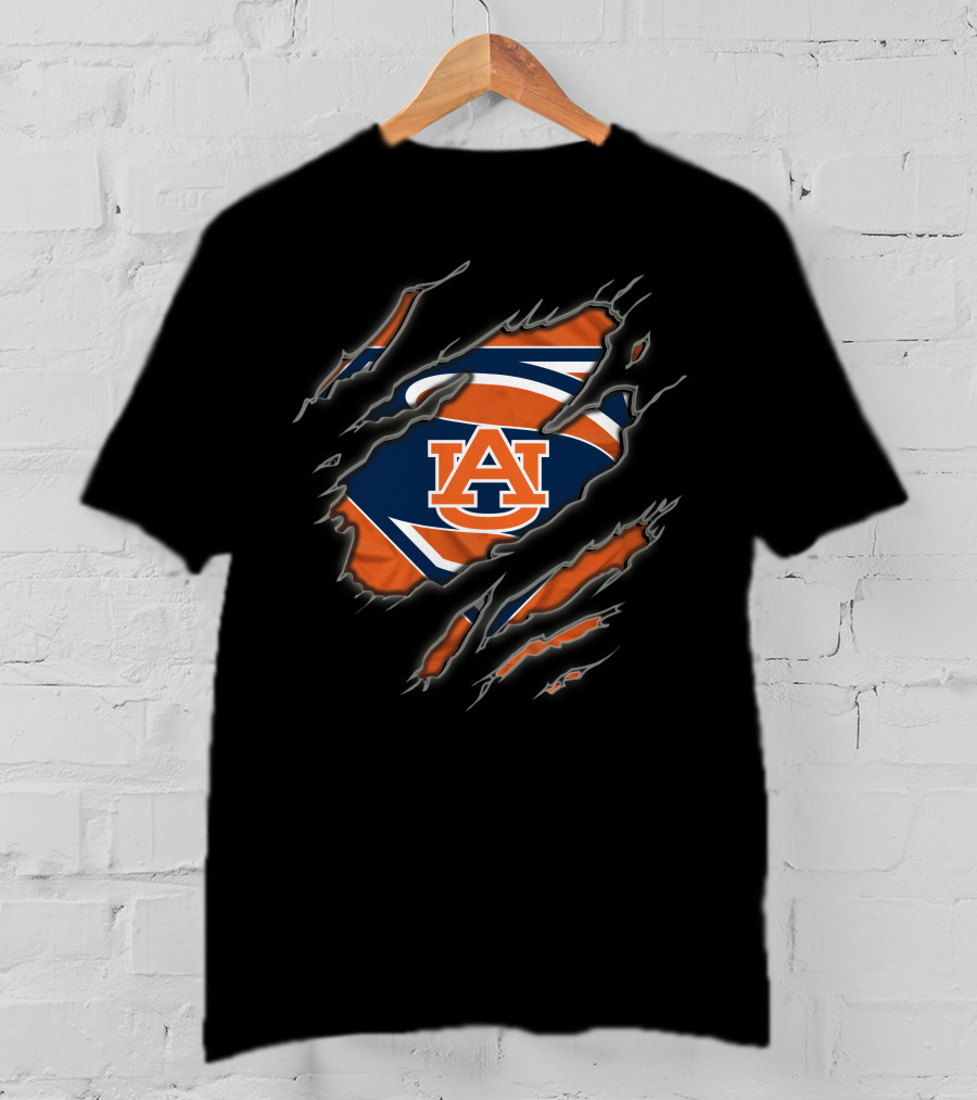 Auburn Tigers Superman Au Logo Ripped T-Shirt