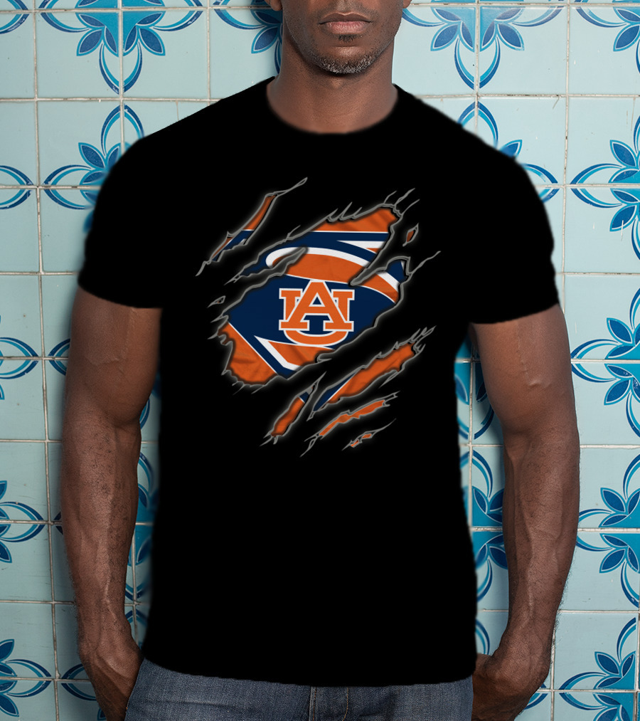 Auburn Tigers Superman Au Logo Ripped T-Shirt