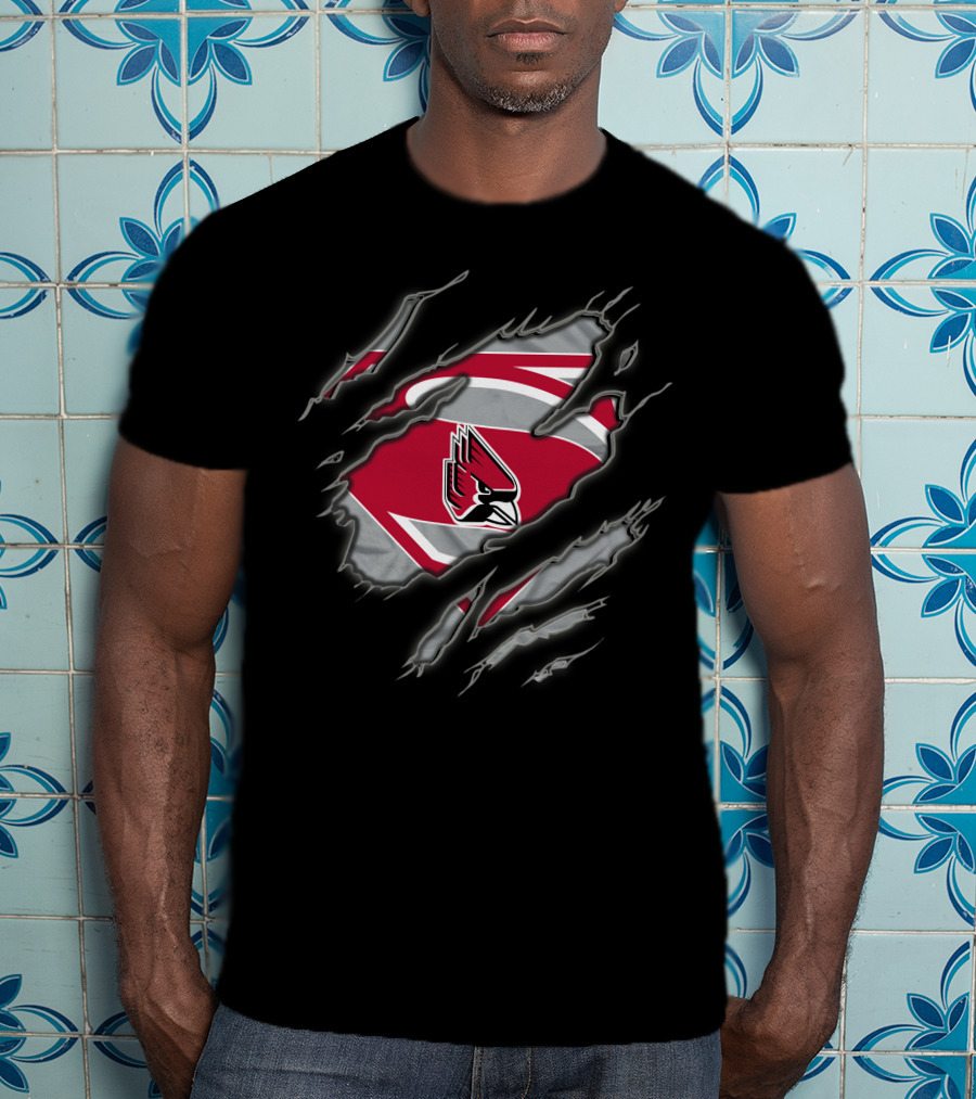 Ball State Cardinals Superman Logo With Claw Marks T-Shirt