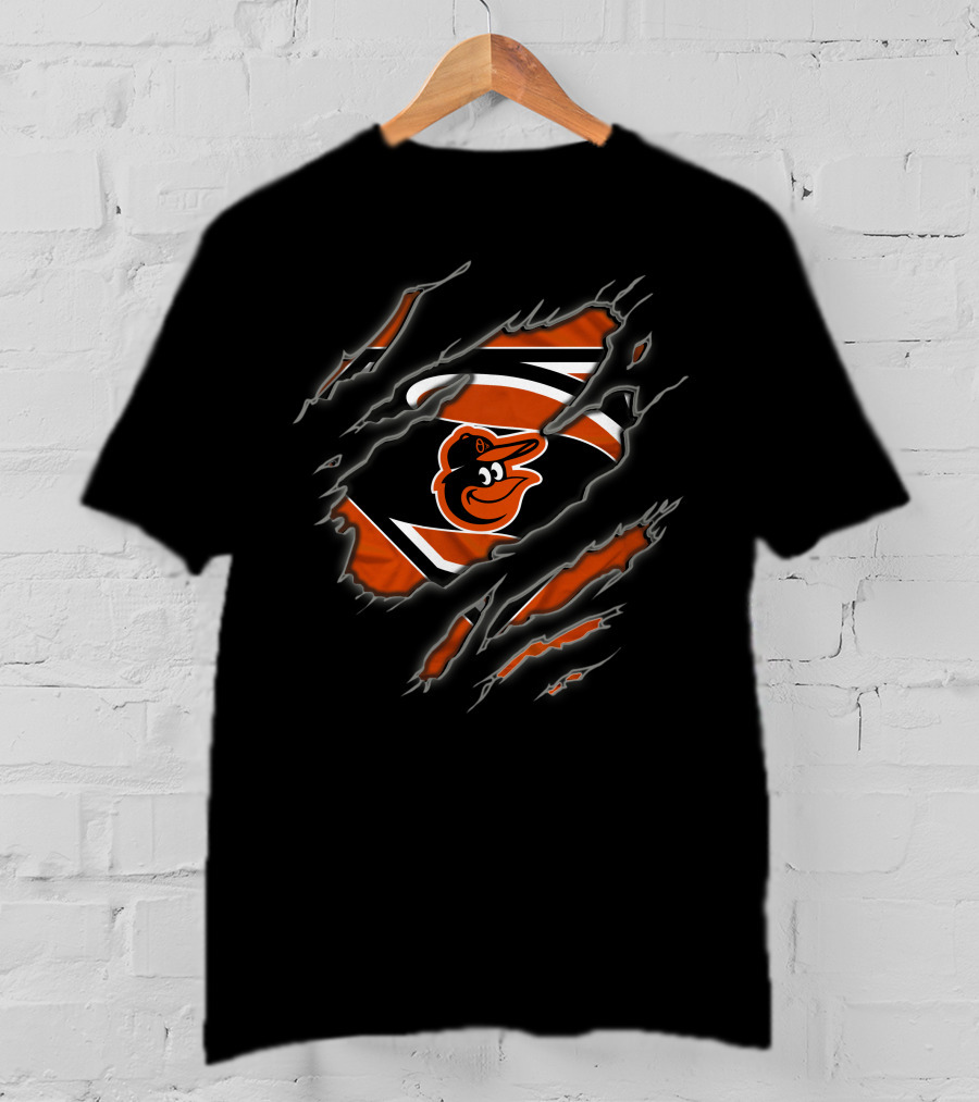 Baltimore Orioles Superman Logo Ripped T-Shirt