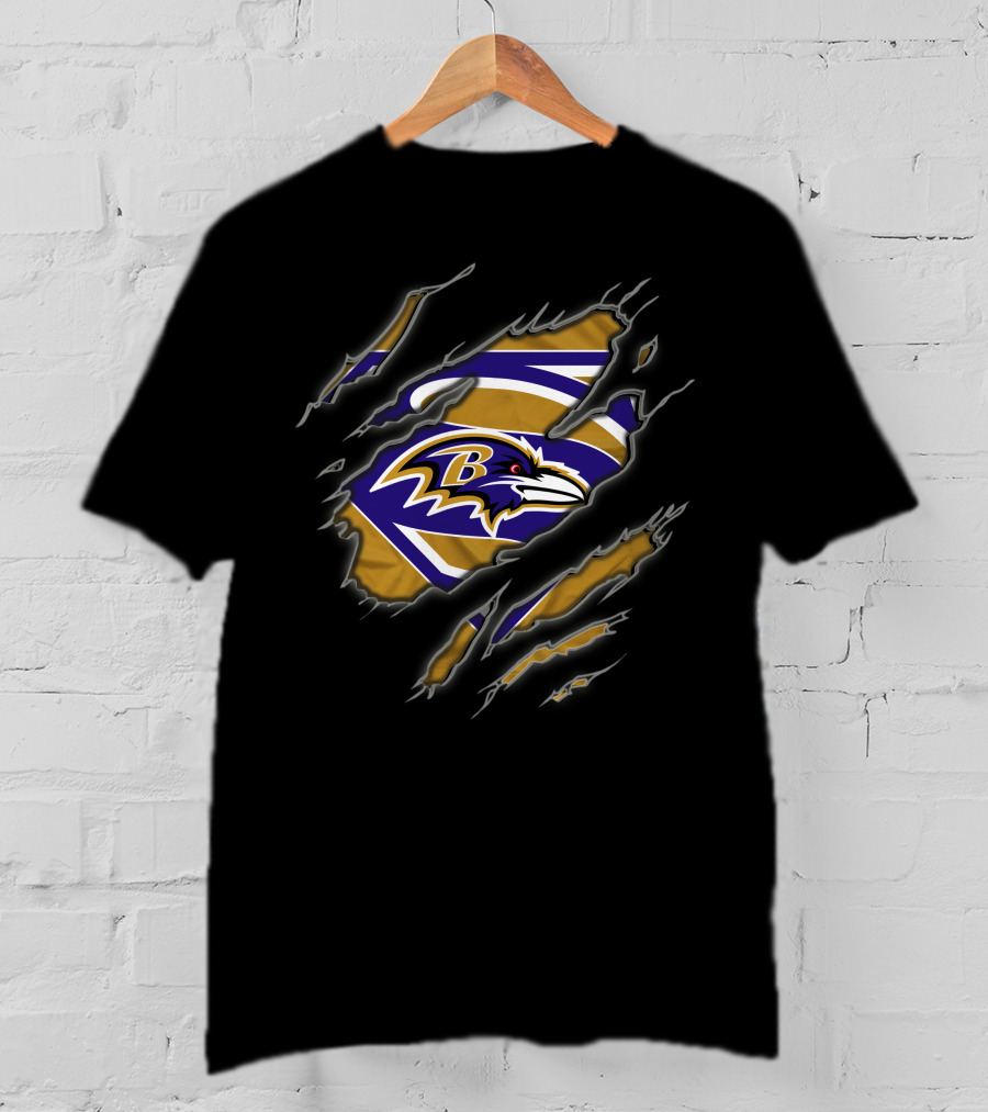 Baltimore Ravens Superman Logo Claw Marks T-Shirt