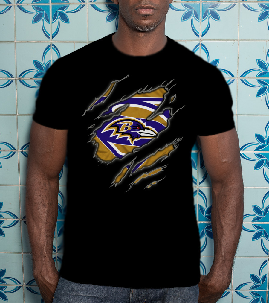 Baltimore Ravens Superman Logo Claw Marks T-Shirt
