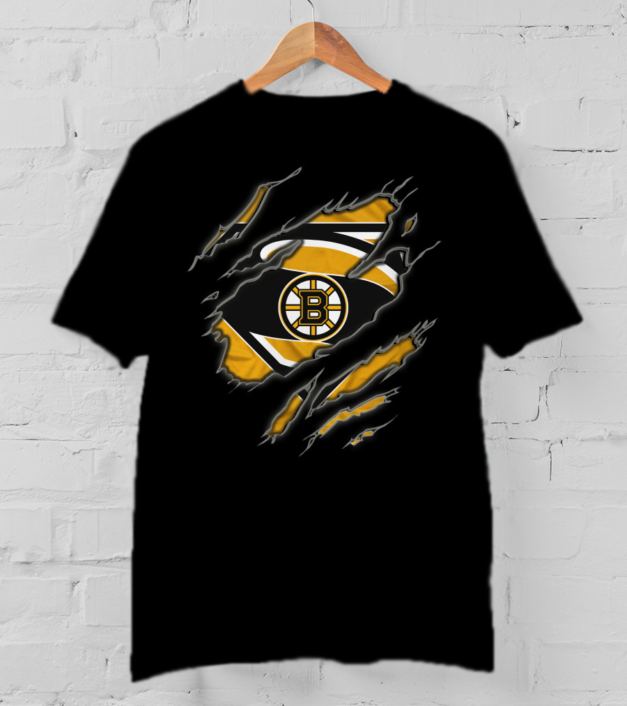 Boston Bruins Logo Torn Superman T-Shirt