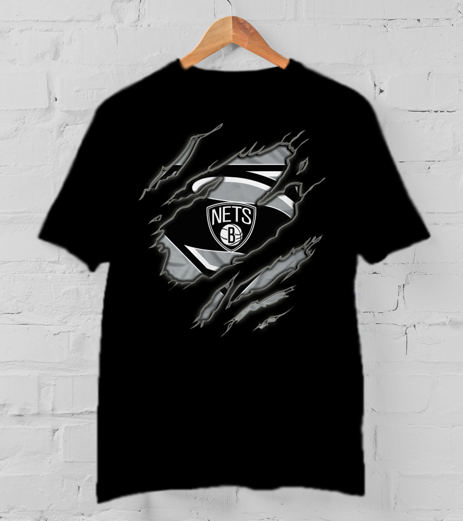 Brooklyn Nets Superman Logo Ripped Effect 1 T-Shirt