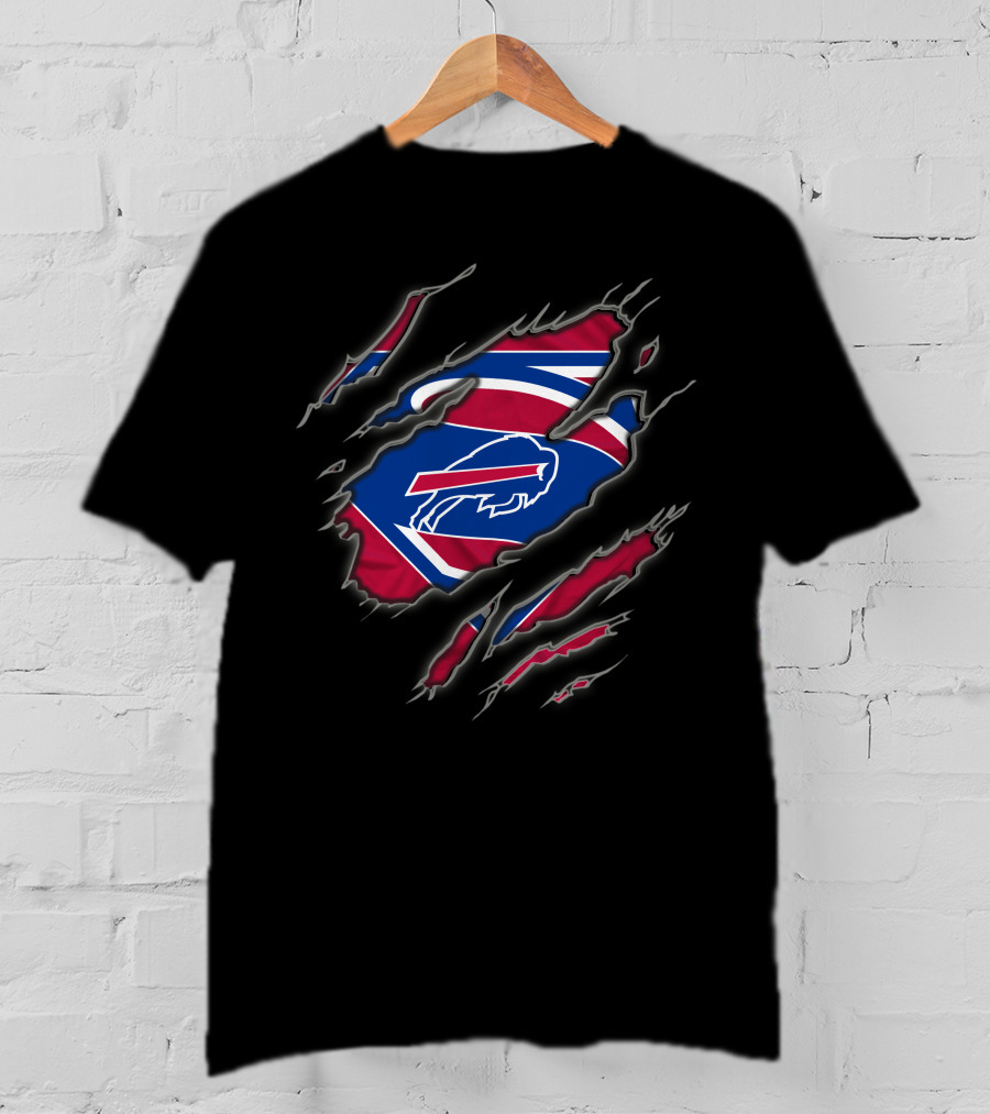 Buffalo Bills Logo Superman Style Tear Claw Marks T-Shirt