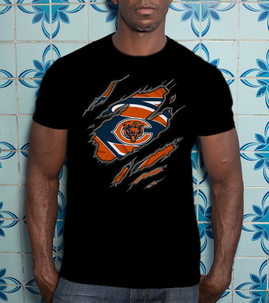 Chicago Bears Superman Logo Ripped T-Shirt