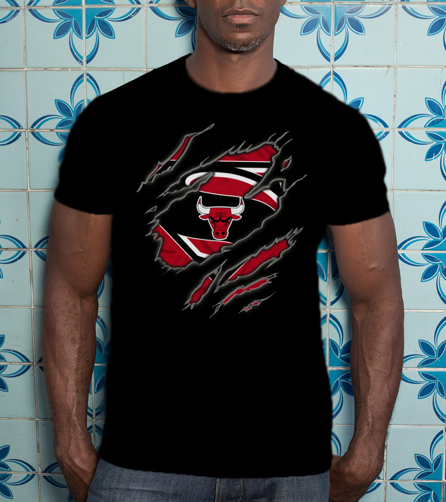 Chicago Bulls Superman Logo Rip T-Shirt