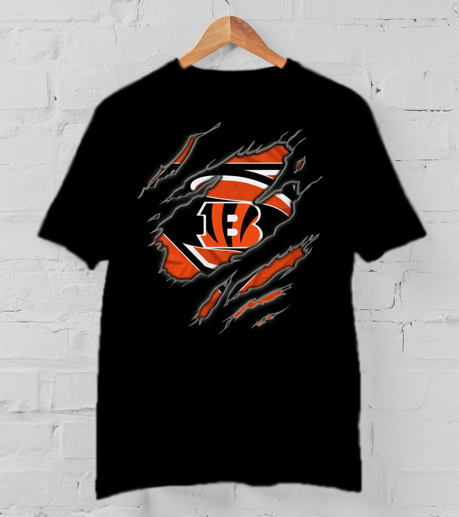 Cincinnati Bengals Logo Torn Reveal T-Shirt