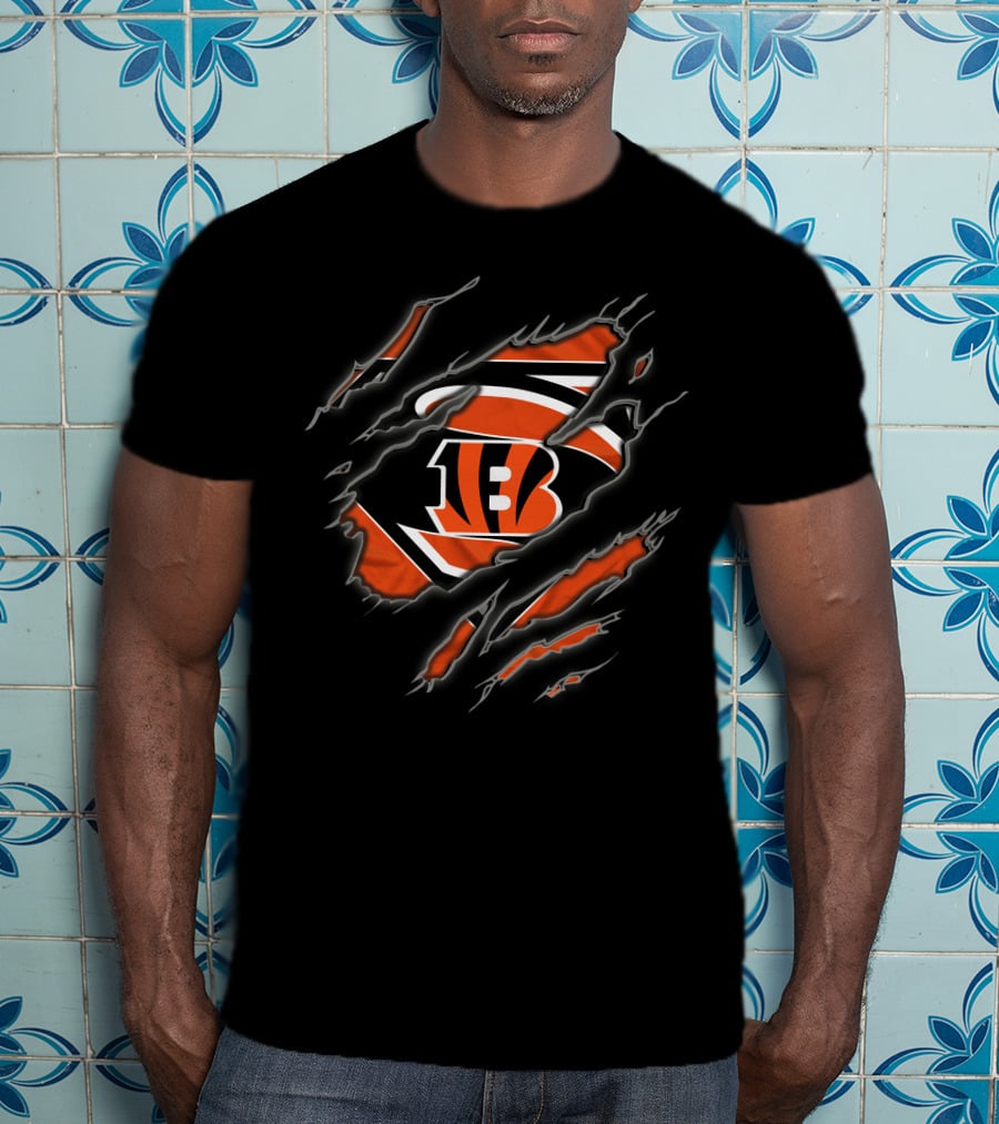 Cincinnati Bengals Logo Torn Reveal T-Shirt
