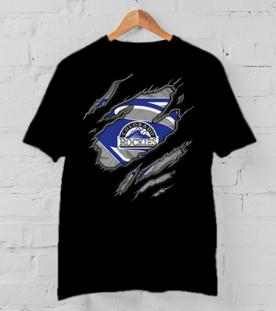 Colorado Rockies Superman Emblem Scratch T-Shirt