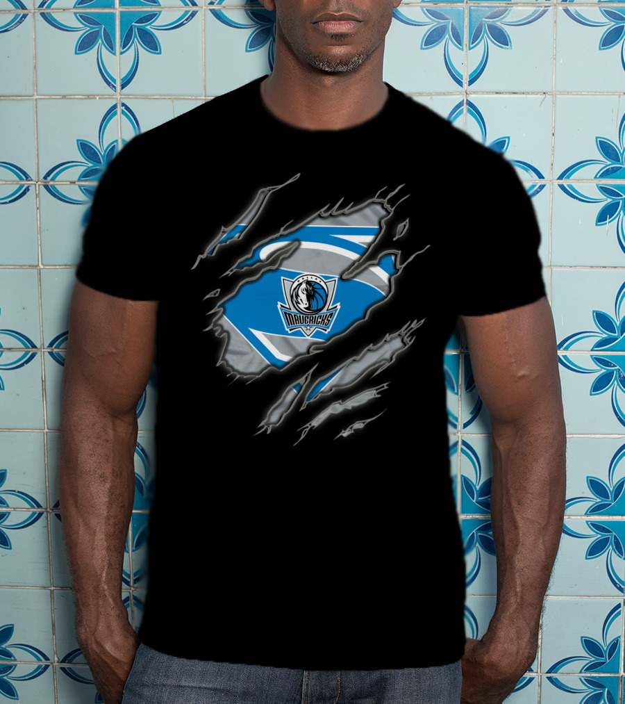 Dallas Mavericks Superman Emblem With Torn Effect T-Shirt