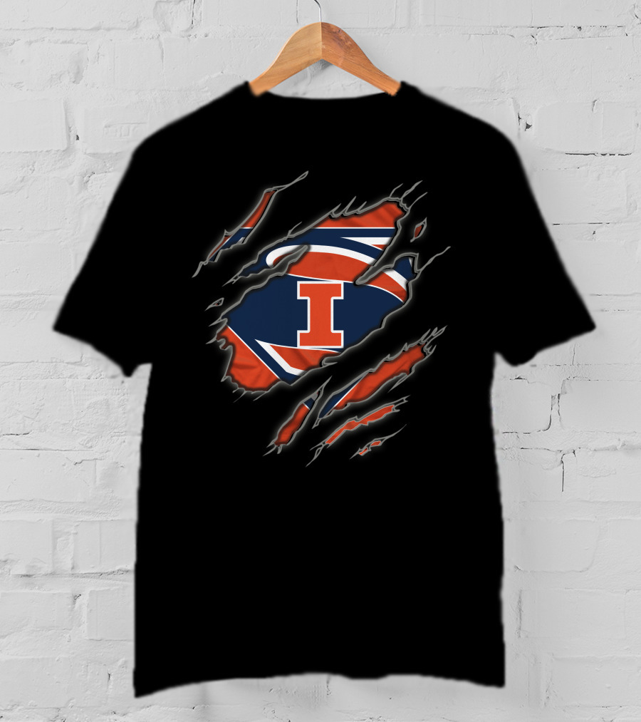Illinois Fighting Illini Superman Logo Claw T-Shirt