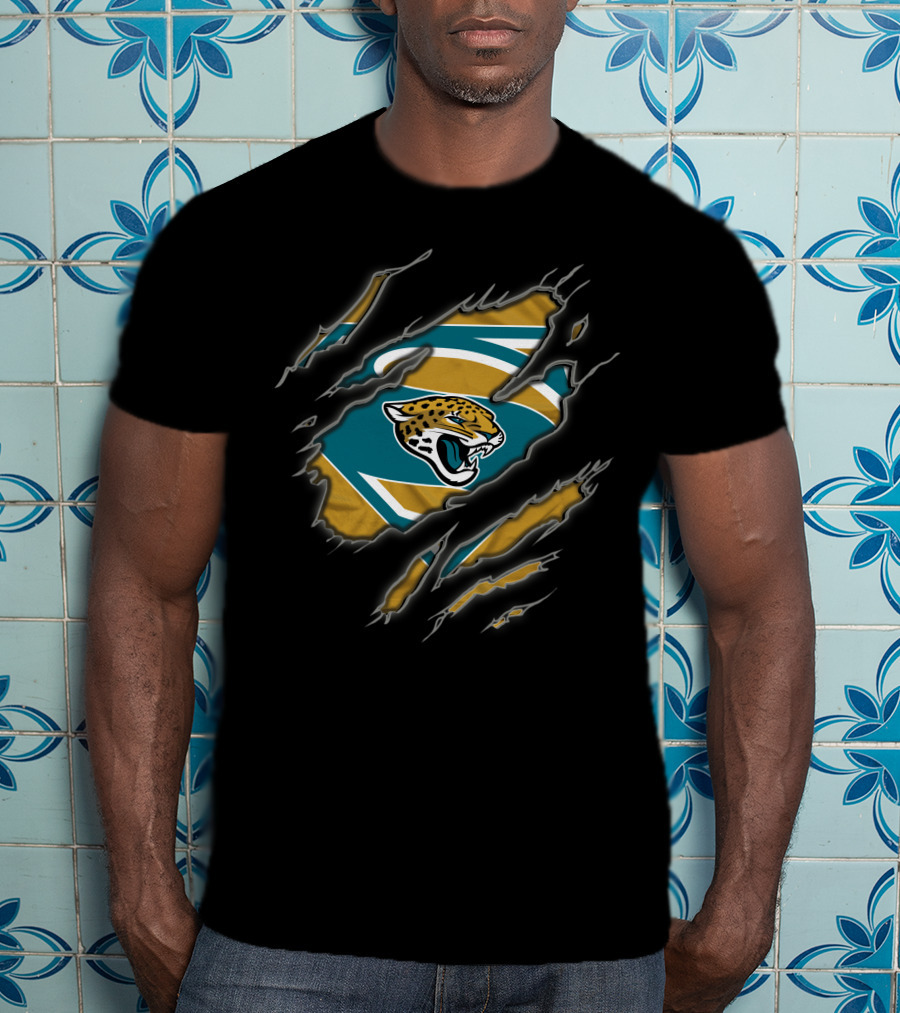 Jacksonville Jaguars Superman Logo Claw Marks T-Shirt