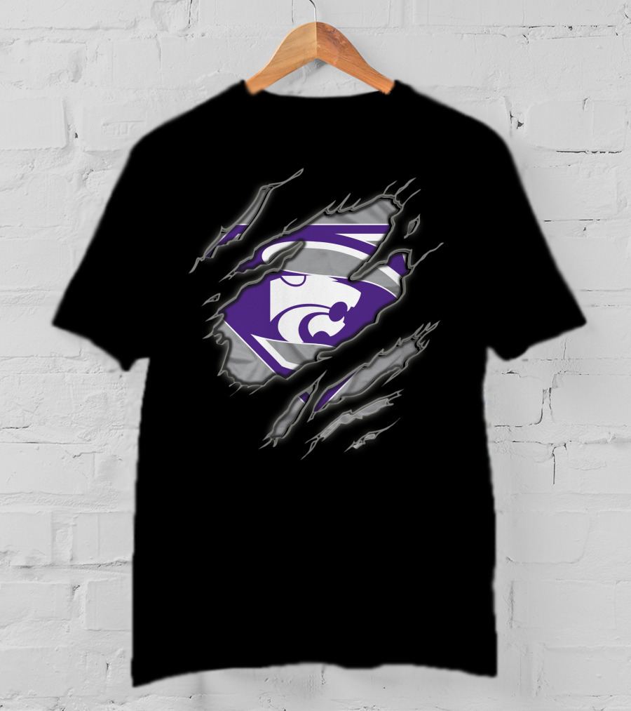 Kansas State Wildcats Superman Logo Claw Marks T-Shirt