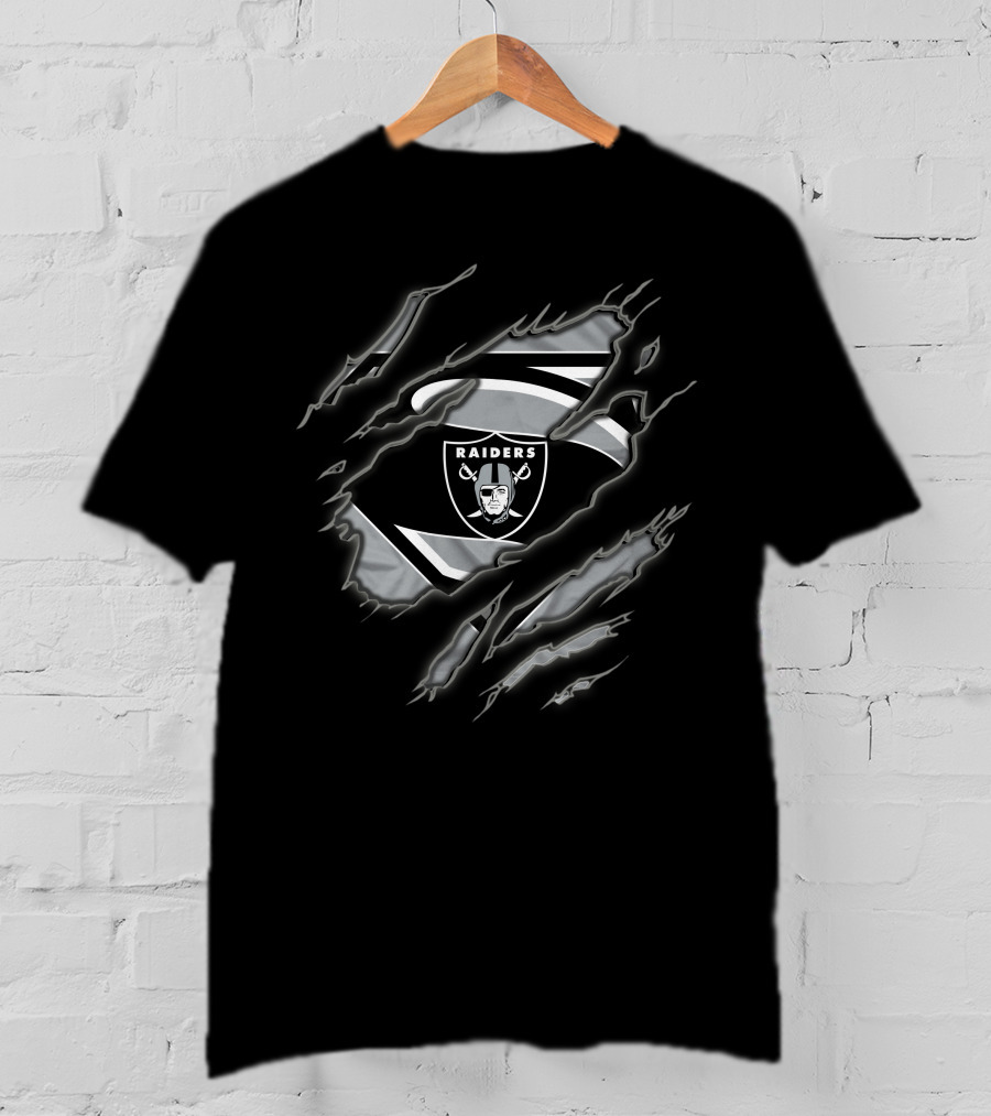 Las Vegas Raiders Superman Shield Tear T-Shirt