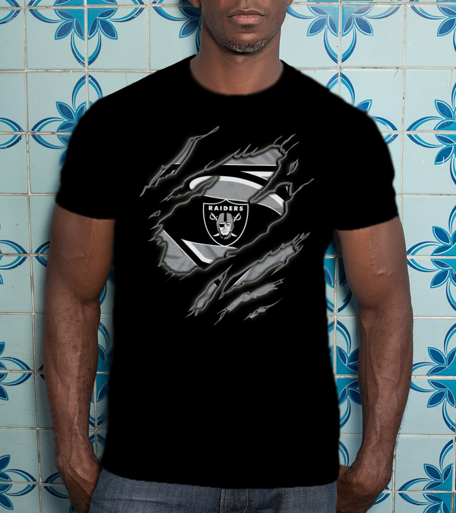 Las Vegas Raiders Superman Shield Tear T-Shirt