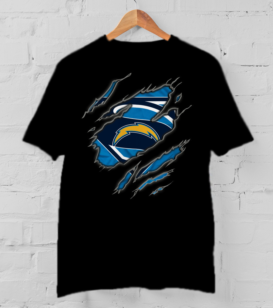Los Angeles Chargers Superman Logo Lightning Bolt T-Shirt