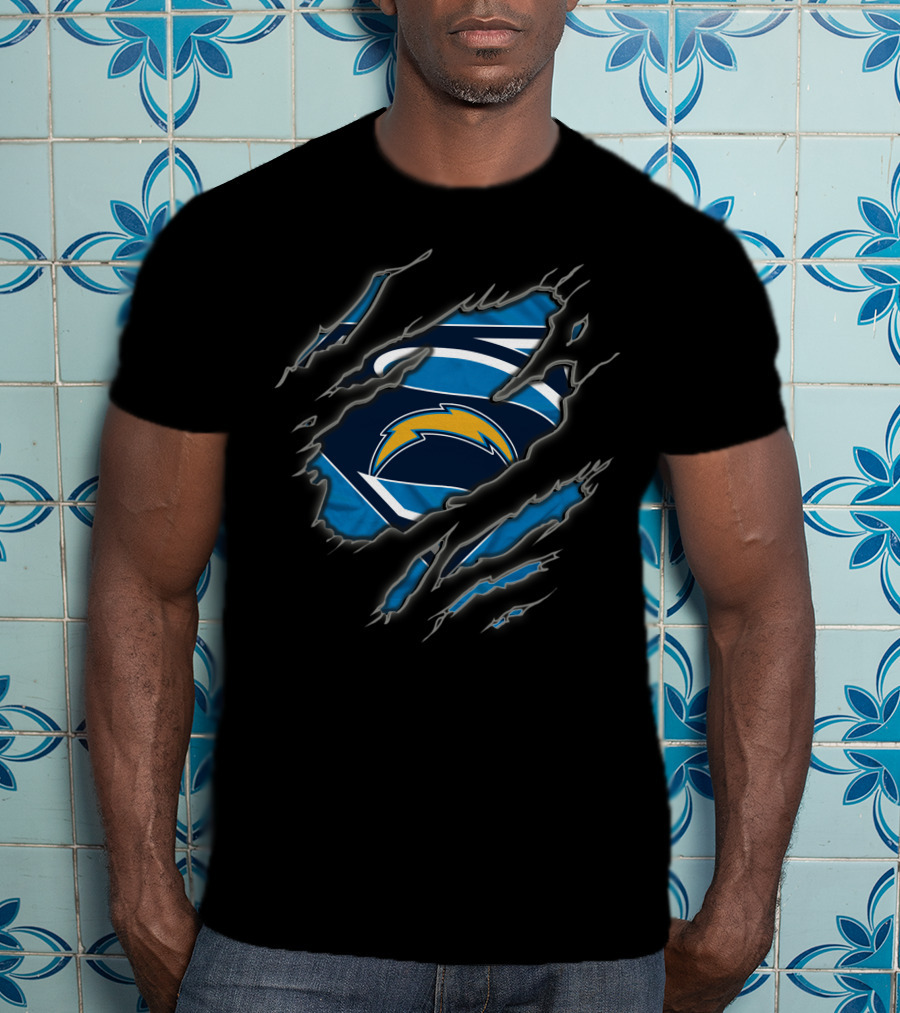 Los Angeles Chargers Superman Logo Lightning Bolt T-Shirt