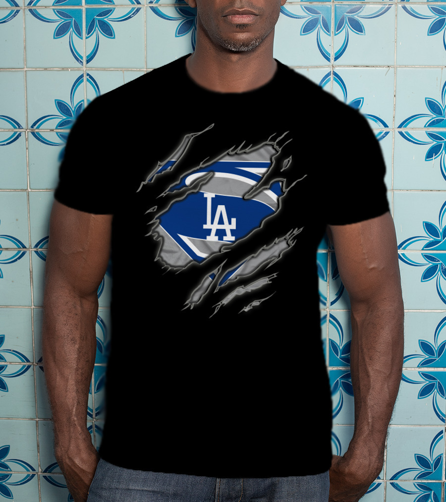 Los Angeles Dodgers La Icon Superman Emblem T-Shirt