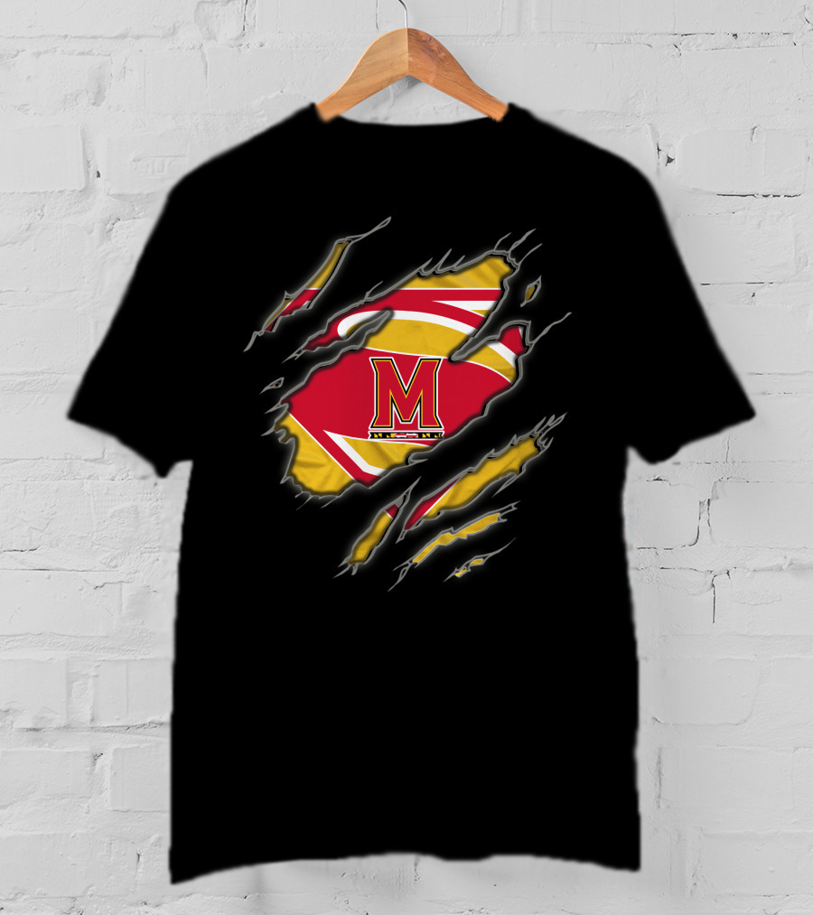 Maryland Terrapins Superman Logo Ripped Reveal T-Shirt