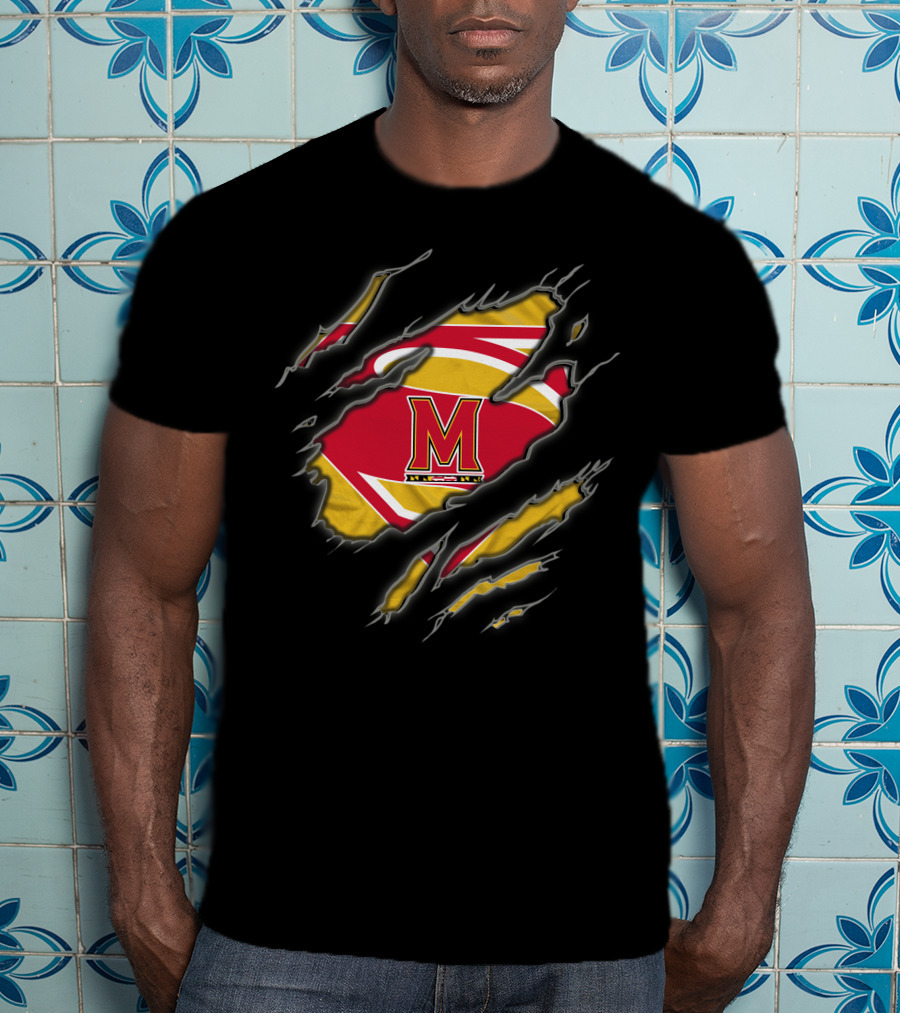 Maryland Terrapins Superman Logo Ripped Reveal T-Shirt