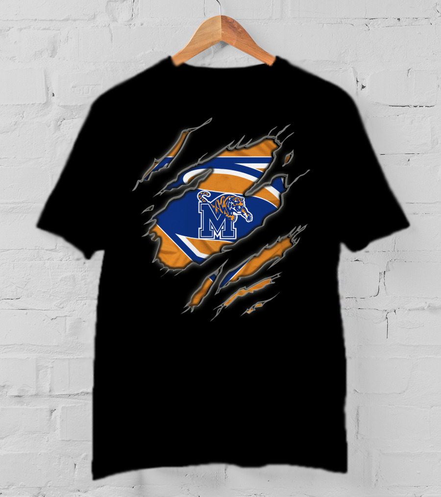 Memphis Tigers Superman Logo With Tiger And Claw Marks T-Shirt