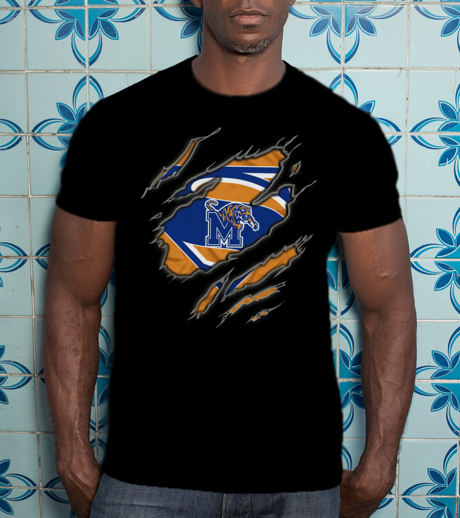 Memphis Tigers Superman Logo With Tiger And Claw Marks T-Shirt