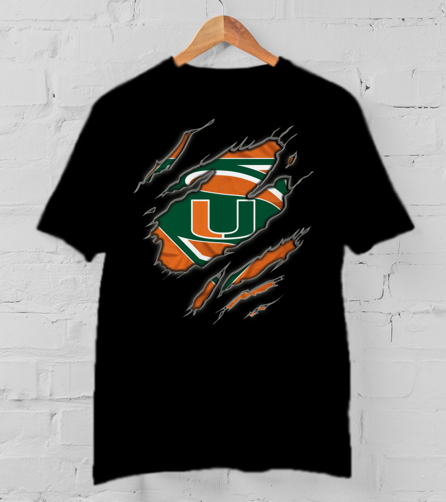 Miami Hurricanes Superman U Logo Claw Marks T-Shirt