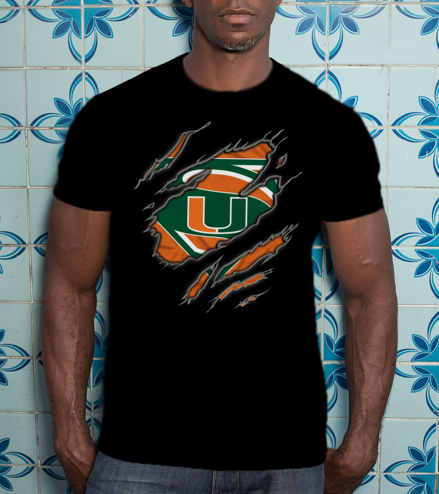 Miami Hurricanes Superman U Logo Claw Marks T-Shirt