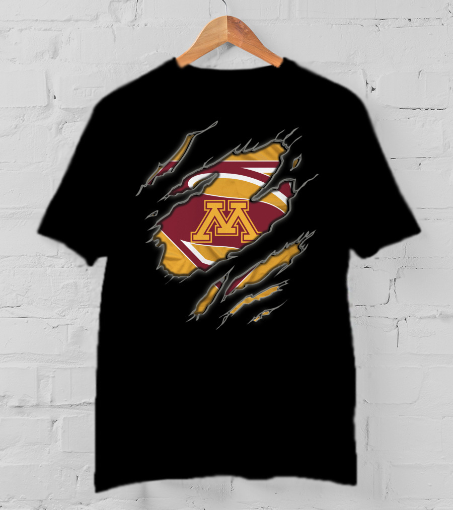 Minnesota Golden Gophers Superman Logo With Claw Marks T-Shirt