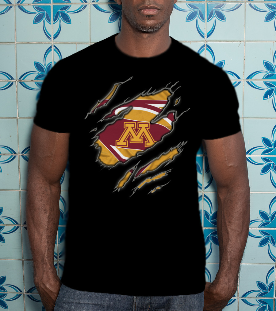 Minnesota Golden Gophers Superman Logo With Claw Marks T-Shirt