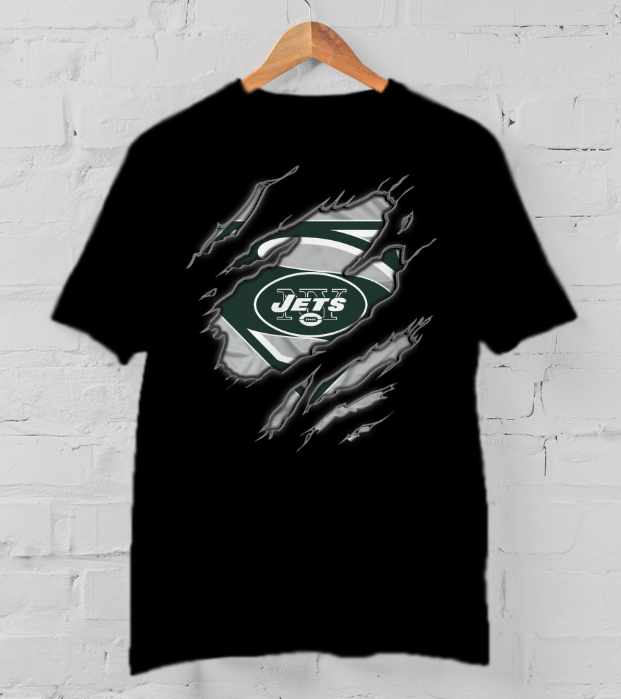 New York Jets Superman Logo Rip T-Shirt