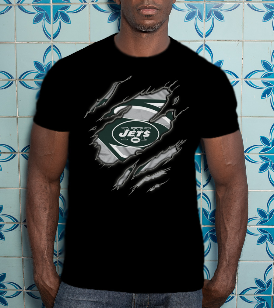 New York Jets Superman Logo Rip T-Shirt