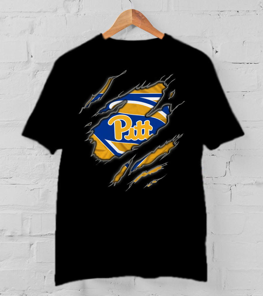 Pittsburgh Panthers Pitt Superman Logo Ripped Effect T-Shirt