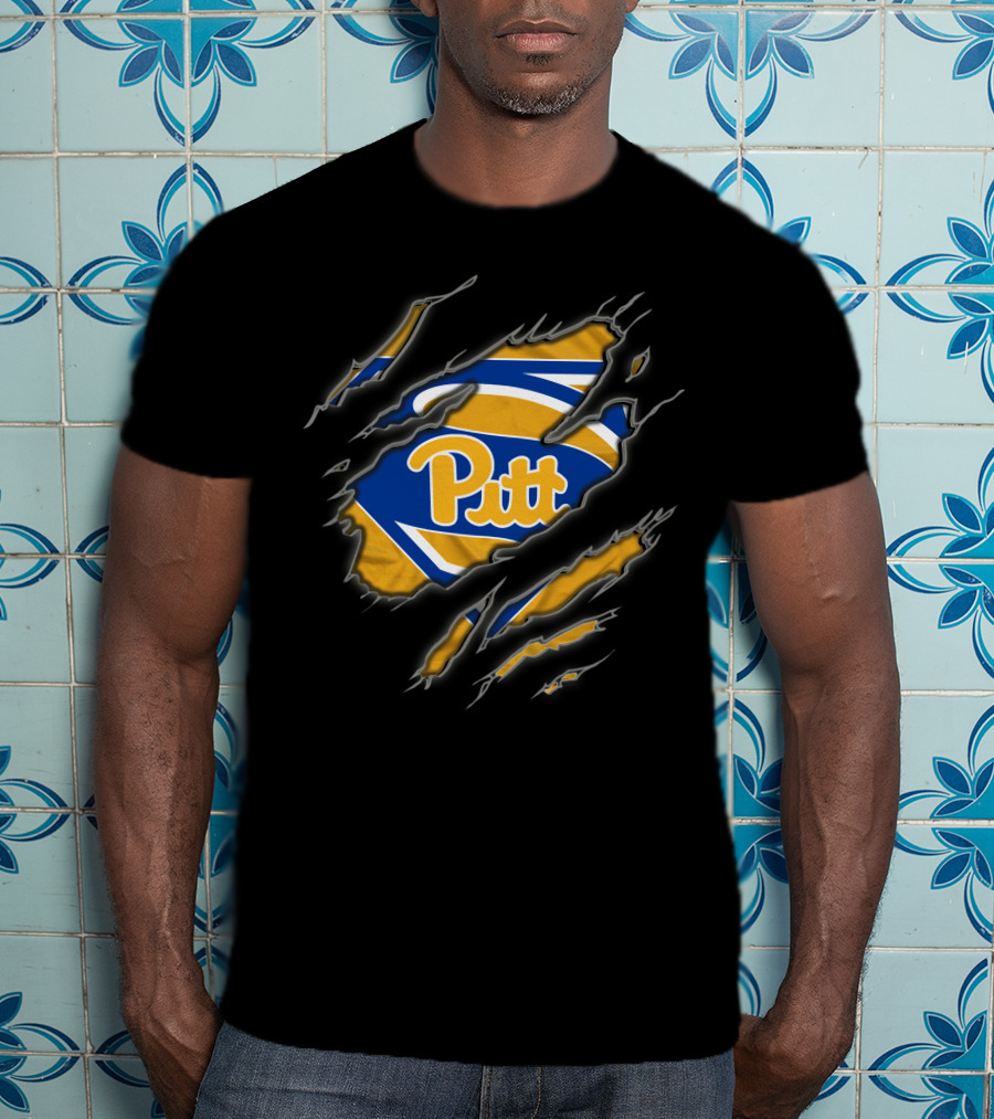 Pittsburgh Panthers Pitt Superman Logo Ripped Effect T-Shirt