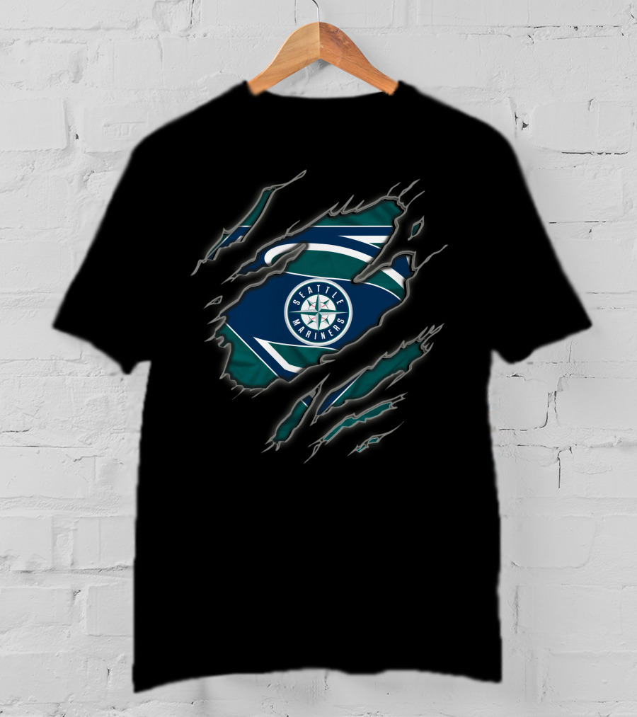 Seattle Mariners Superman Logo Claw Reveal T-Shirt