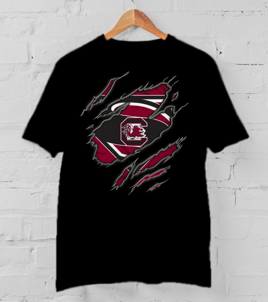 South Carolina Gamecocks Superman Logo Claw Marks T-Shirt