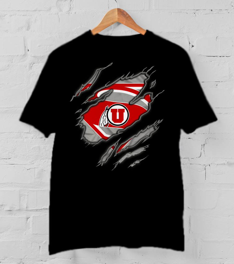 Utah Utes Superman Logo Claw Rip T-Shirt