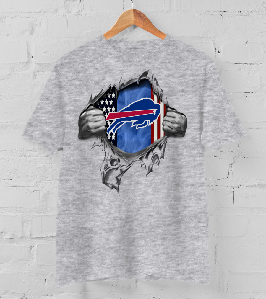 Buffalo Bills American Flag Ripped Metal T-Shirt