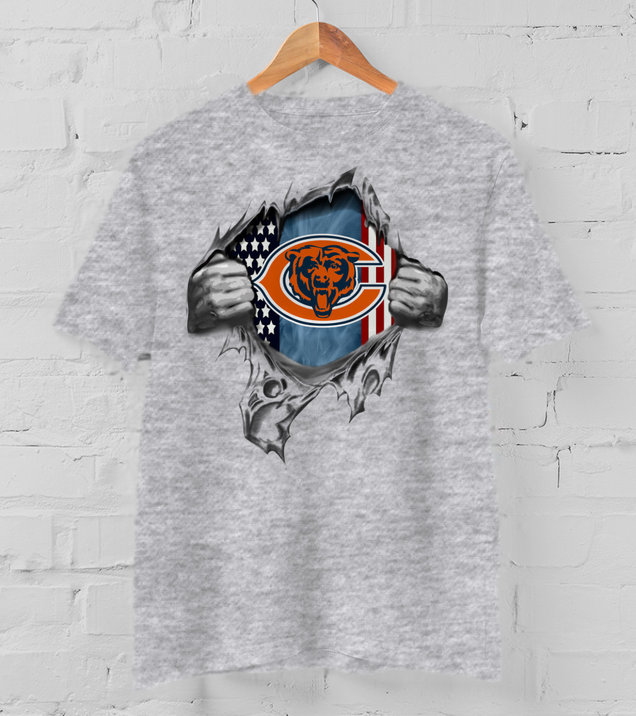 Chicago Bears American Flag Rip T-Shirt