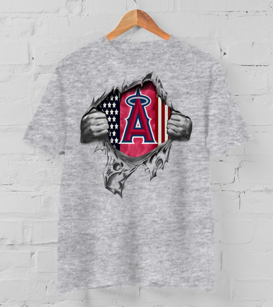 Los Angeles Angels American Flag Peeling Revealed T-Shirt